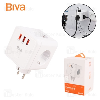 چند راهی برق و شارژر بیوا Biva PS-07 Power Strip دارای 3 پورت