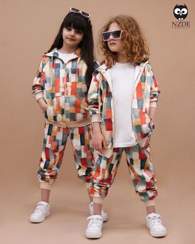 سویشرت شلوار غواصی تمام چاپ کلاسیک NZDE