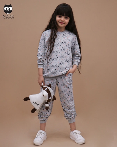 بلوز شلوار چاپی گربه ملوس NZDE