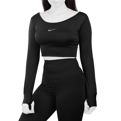 کراپ آستین بلند ورزشی زنانه نایک مدل Py-2B2011 مشکی