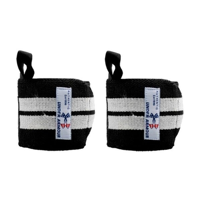 مچ بند بدنسازی آندر آرمور مدل GDS-EST1896 مشکی سفید طول ۴۰ سانتی متر بسته دو عددی