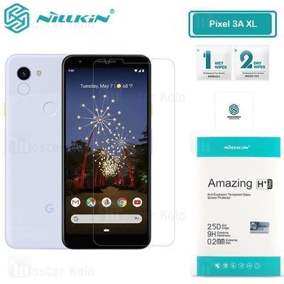 محافظ صفحه شیشه ای نیلکین گوگل Google Pixel 3A XL Nillkin H+ Pro + محافظ لنز