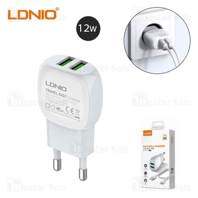 شارژر دیواری الدینیو Ldnio A2218 توان 12 وات همراه با کابل