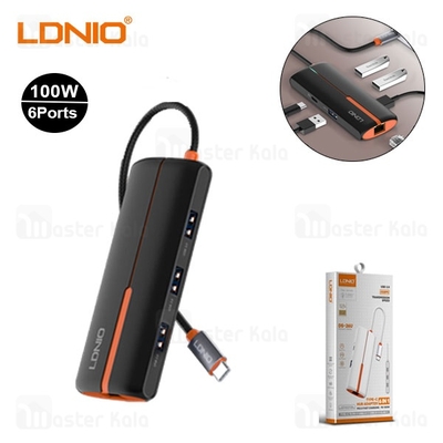 هاب 6 پورت تایپ سی الدینیو LDNIO 6in1 Type-c Hub Adapter DS-26U توان 100 وات