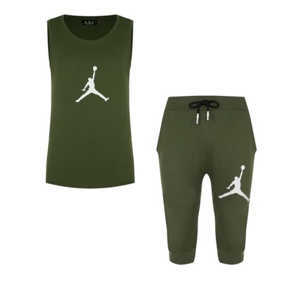 ست ورزشی رکابی و شلوارک جردن مدل M3-SIMP91210 یشمی