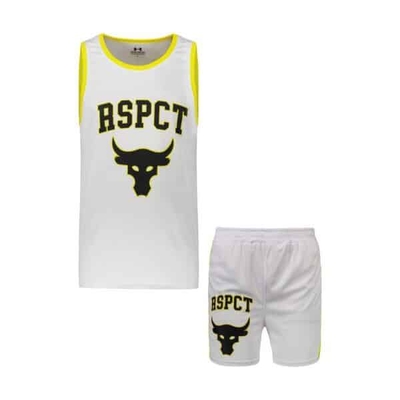 ست رکابی و شلوارک ورزشی آندر آرمور طرح PY-RSPCT ROCK سفید