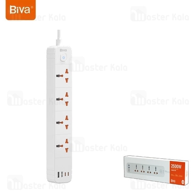 چند راهی برق و شارژر بیوا Biva PS-05 Power Strip دارای 4 پورت