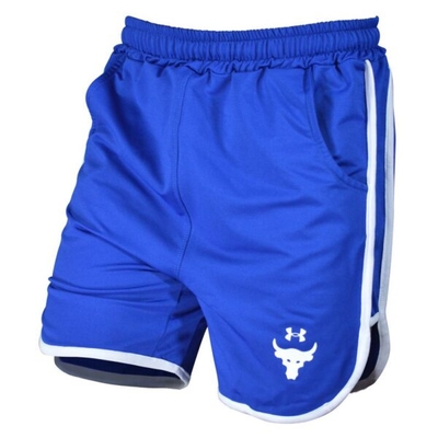 شلوارک ورزشی مردانه آندر آرمور مدل PY-ROCK آبی خط سفید