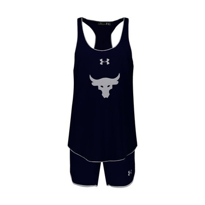 ست رکابی بدنسازی و شلوارک ورزشی مردانه آندر آرمور مدل راک سرمه‌ای