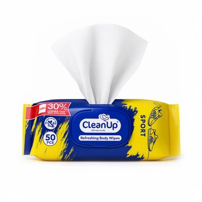 دستمال مرطوب اسپرت پاک کننده بدن کلین آپ مدل ۴۰۴B0376 بسته ۵۰ عددی