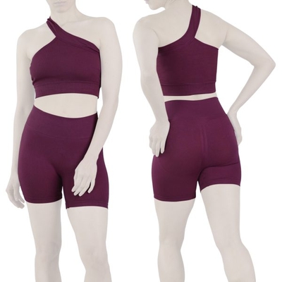 ست نیم تنه و کشاله بند ورزشی زنانه مدل ۲۰۶۱ بادمجانی