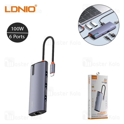 هاب 6 پورت الدینیو LDNIO 6in1 Type-c Hub Adapter DS-16U توان 100 وات