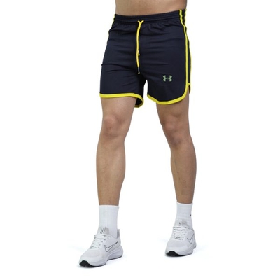 شلوارک ورزشی مردانه UNDER ARMOUR سرمه ای DS خط زرد