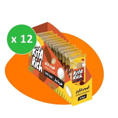 پکیج خرما بار قهوه و نارگیل کیتاریچ ۲۵ گرمی بسته ۱۲ عددی