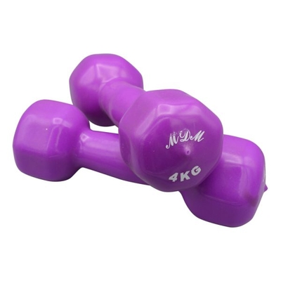 دمبل بدنسازی ام دی ام روکش دار وزن ۴ کیلو گرم بسته دو عددی