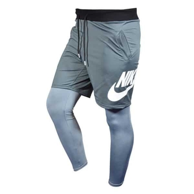 لگ و شلوارک سرهمی مردانه نایک مدل PY-BIG NEW0225 طوسی