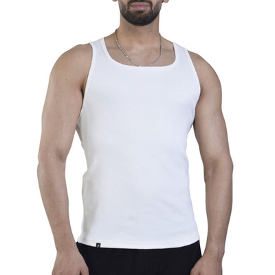 رکابی تنک تاپ کبریتی مردانه جیم شارک مدل B2A7A سفید