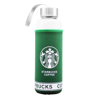 فلاسک استارباکس مدل Coffee شیشه ای کاوردار ظرفیت ۰.۴ لیتر