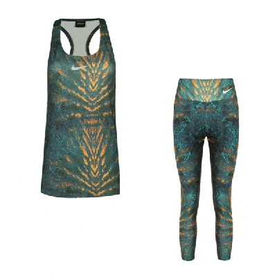 پکیج ست تاپ و لگ ورزشی زنانه نایک مدل  G package-3020 رگه نارنجی