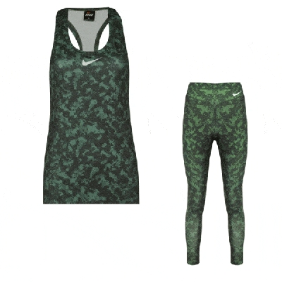 پکیج ست تاپ و لگ ورزشی زنانه نایک مدل  G package-3030 چریکی یشمی