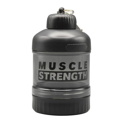 قیف پروتئین وی دو تیکه مدل Muscle Strength شفاف ظرفیت ۱۰۰ میلی لیتر