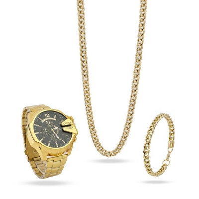 ست ساعت و نیم ست استیل Diesel_Cartier مدل 3670