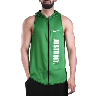 رکابی کلاهدار ورزشی مردانه نایک مدل PY-JDI زیپ دار سبز