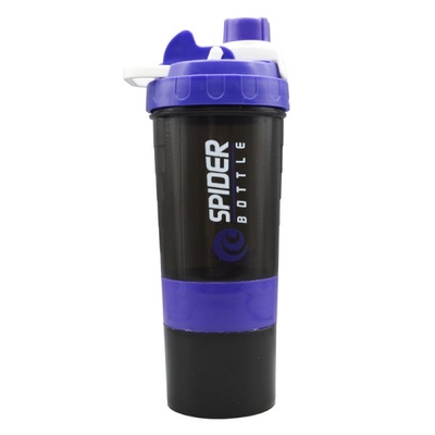 شیکر ورزشی سه تیکه اسپایدر مدل Ebi دودی درب پیچی ظرفیت ۰.۵ لیتر