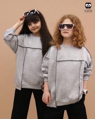 بلوز بگ استایل ملانژ دوخت زنجیره ای NZDE