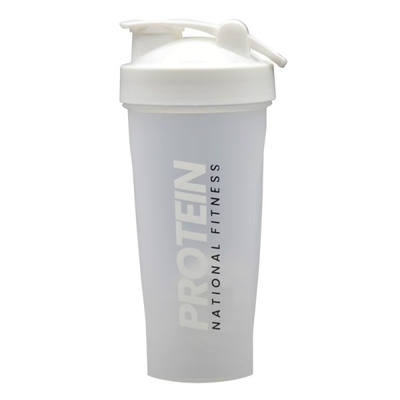 شیکر ورزشی یک تیکه پروتئین فیتنس مدل National شفاف درب ضامنی ظرفیت ۰.۶ لیتر