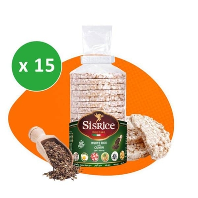 پکیج سیس رایس کیک رژیمی طعم زیره کارتن ۱۵ بسته ای