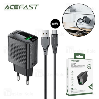 شارژر دیواری ایس فست ACEFAST A90 QC18W GaN Fast Charger توان 18 وات همراه با کابل