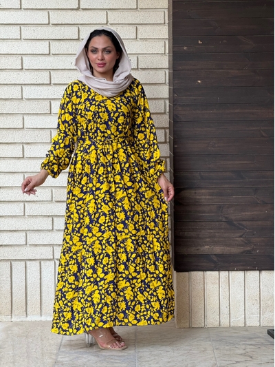  پیراهن نخی طرح گلدار# 7057