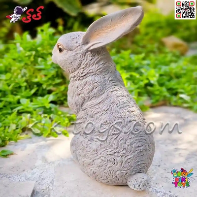 فیگور حیوانات ماکت خرگوش خاکستری اسباب بازی نرم و گوشتی بزرگ Fiquer of Rabbit﻿﻿ 589