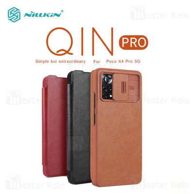 کیف چرمی نیلکین Xiaomi Poco X4 Pro 5G Nillkin Qin Pro Leather دارای محافظ دوربین