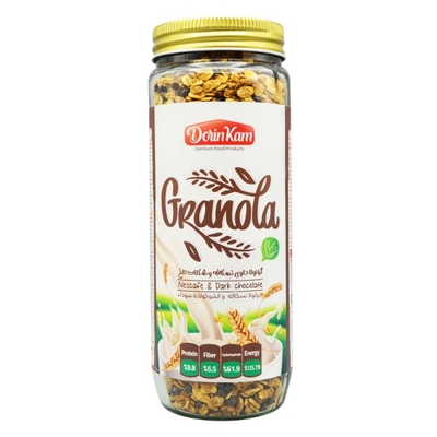 گرانولا شیشه ای درین کام طعم نسکافه و شکلات تلخ ۳۸۰ گرمی