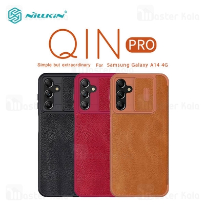 کیف چرمی نیلکین سامسونگ Samsung Galaxy A14 4G / 5G Nillkin Qin Pro Leather Case دارای محافظ دوربین