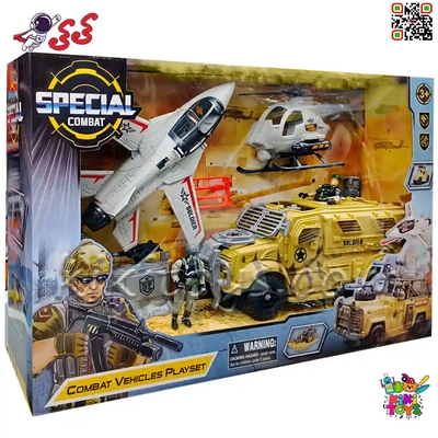 اسباب‌بازی جنگی نظامی پسرانه شامل نفربر، هلی کوپتر، هواپیما و سرباز با تجهیزات مدل Soldier Force 310949