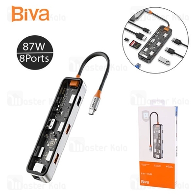 هاب 8 پورت تایپ سی بیوا Biva HUB-03 Type-C 8 in 1 Docking Station