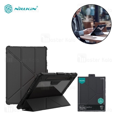کاور چرمی هوشمند نیلکین سامسونگ Samsung Tab S10 Fe Nillkin Bumper Leather Case Pro