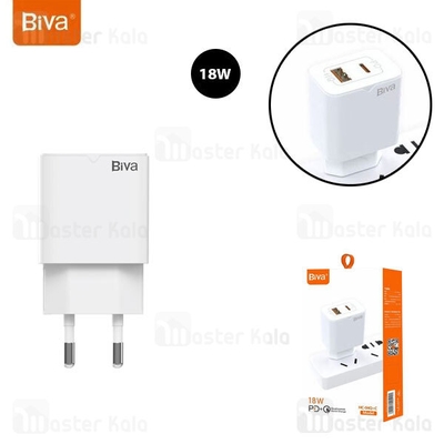 شارژر دیواری بیوا Biva HC-04Q+C توان 18 وات همراه با کابل