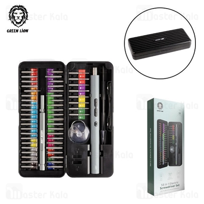 کیت پیچ گوشتی شارژی گرین لاین Green Lion 58 IN 1 Electric Screwdriver Set GN58IN1ELSDBK