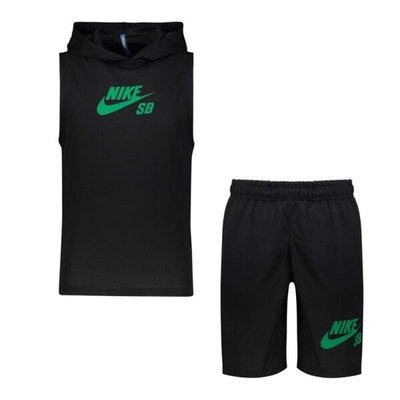 ست ورزشی رکابی کلاهدار و شلوارک نایک مدل RU-SB91210 مشکی