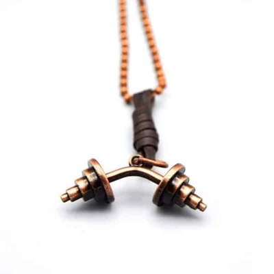 گردنبند برنجی طرح دمبل خم زنجیر دات مدل ۲۲۶۱۱