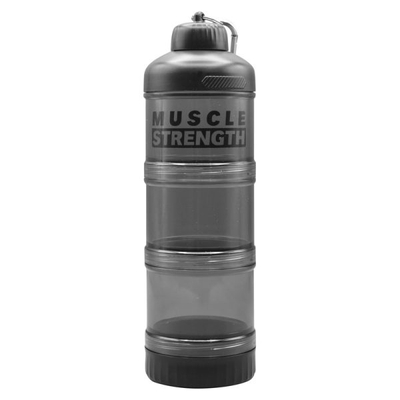 قیف پروتئین وی چهار تیکه مدل Muscle Strength شفاف ظرفیت ۳۲۰ میلی لیتر