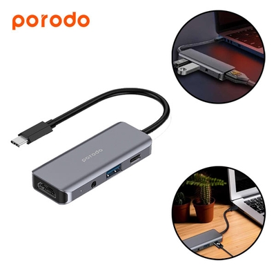 هاب 4 پورت پرودو Porodo 4 in 1 HDMI 4K USB-C Hub PD-41CHB