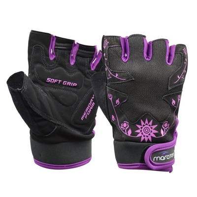 دستکش بدنسازی زنانه ماراتن مدل Flower-402P875 بنفش تیره