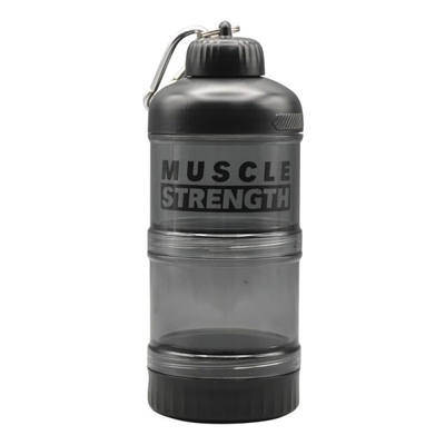 قیف پروتئین وی سه تیکه مدل Muscle Strength شفاف ظرفیت ۲۰۰ میلی لیتر
