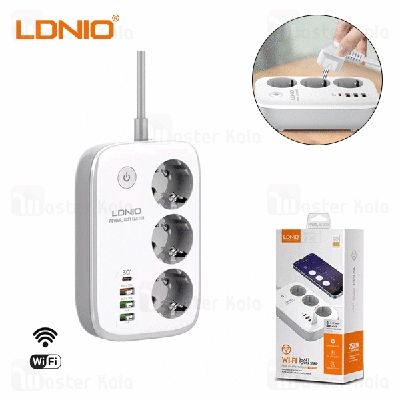 چند راهی برق و شارژر هوشمند الدینیو LDNIO SEW3452 دارای 4 پورت