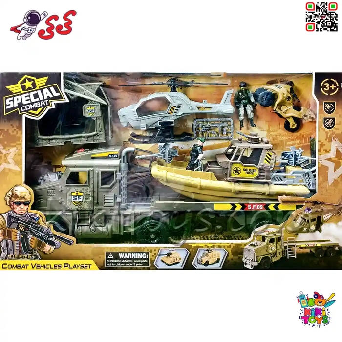 اسباب‌بازی جنگی نظامی پسرانه با کامیون، قایق، هلیکوپتر و سرباز مدل Soldier Force 310942